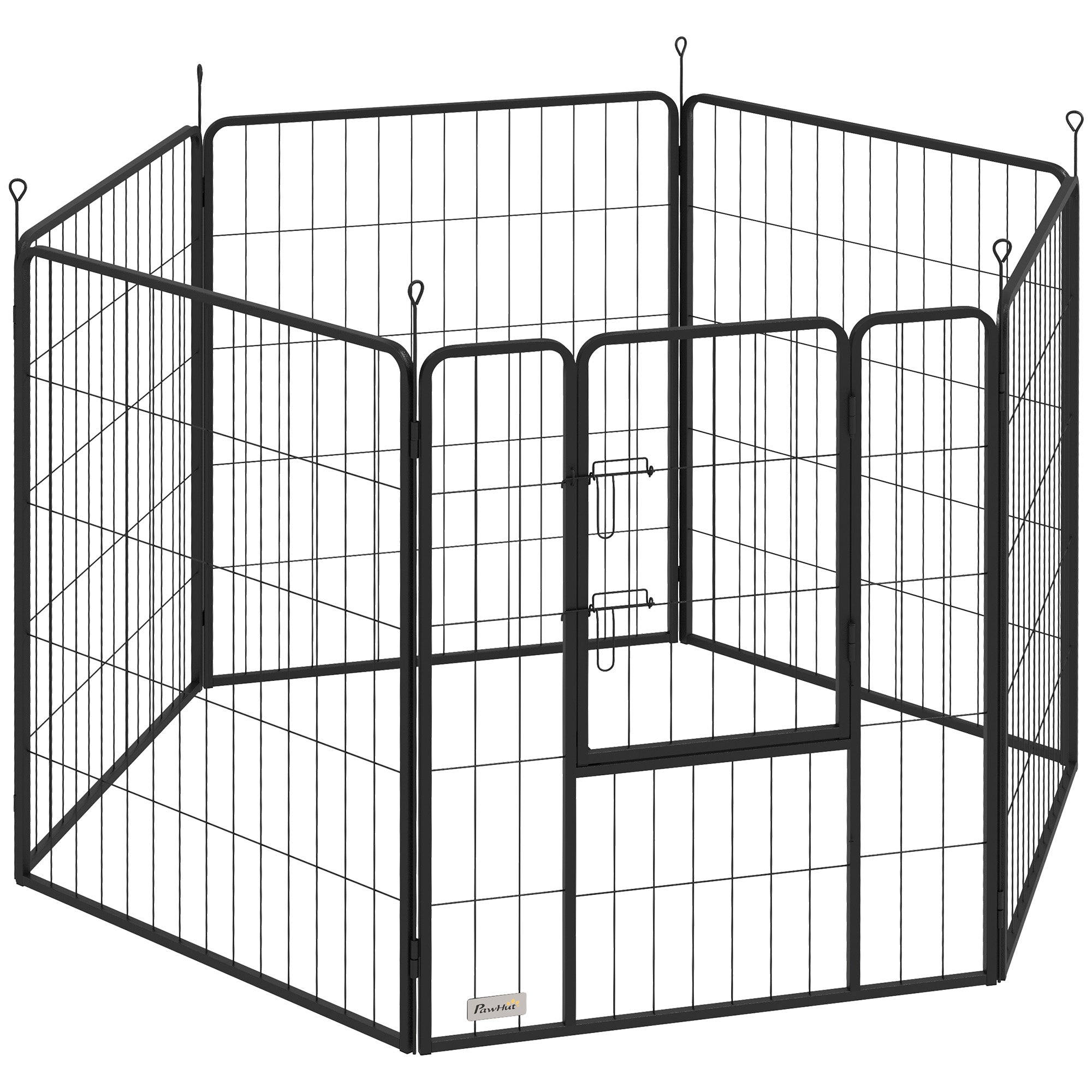 PawHut Dog Playpen, Heavy-duty Metal Puppy Play Pen, Pet Exercise Fences for Outside and Indoor, DIY Design with Door for Multiple Dogs, 6 Panels, 39"H