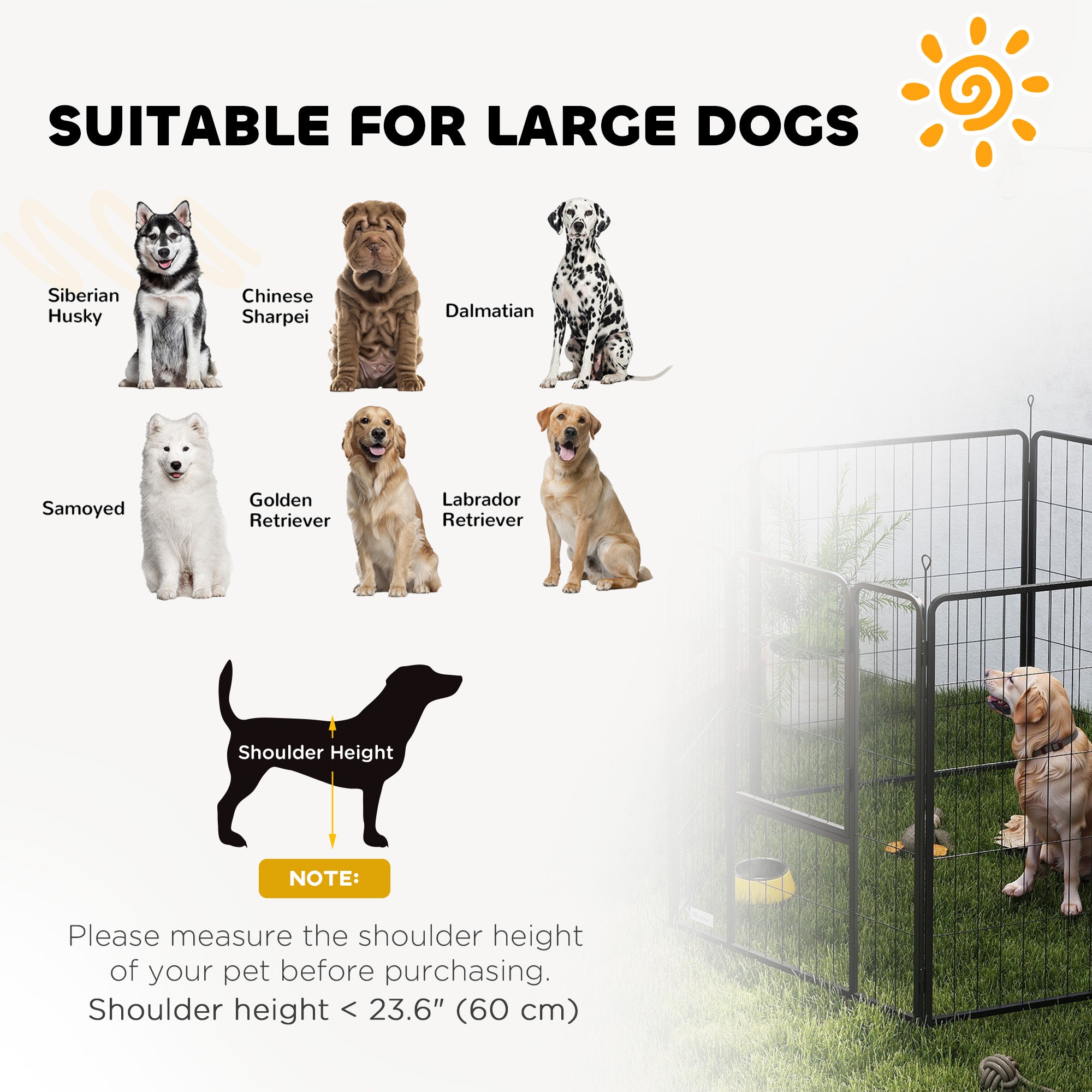 PawHut Dog Playpen, Heavy-duty Metal Puppy Play Pen, Pet Exercise Fences for Outside and Indoor, DIY Design with Door for Multiple Dogs, 6 Panels, 39"H