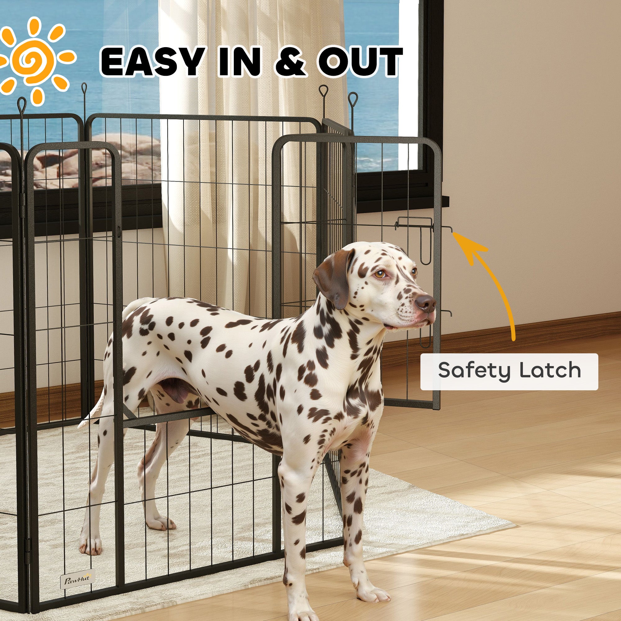PawHut Dog Playpen, 6 Panels Puppy Pen Dog Playpen, 100cm High Pet Exercise Fence, Portable Detachable Pet Enclosure for Large Dogs, Puppies, Black