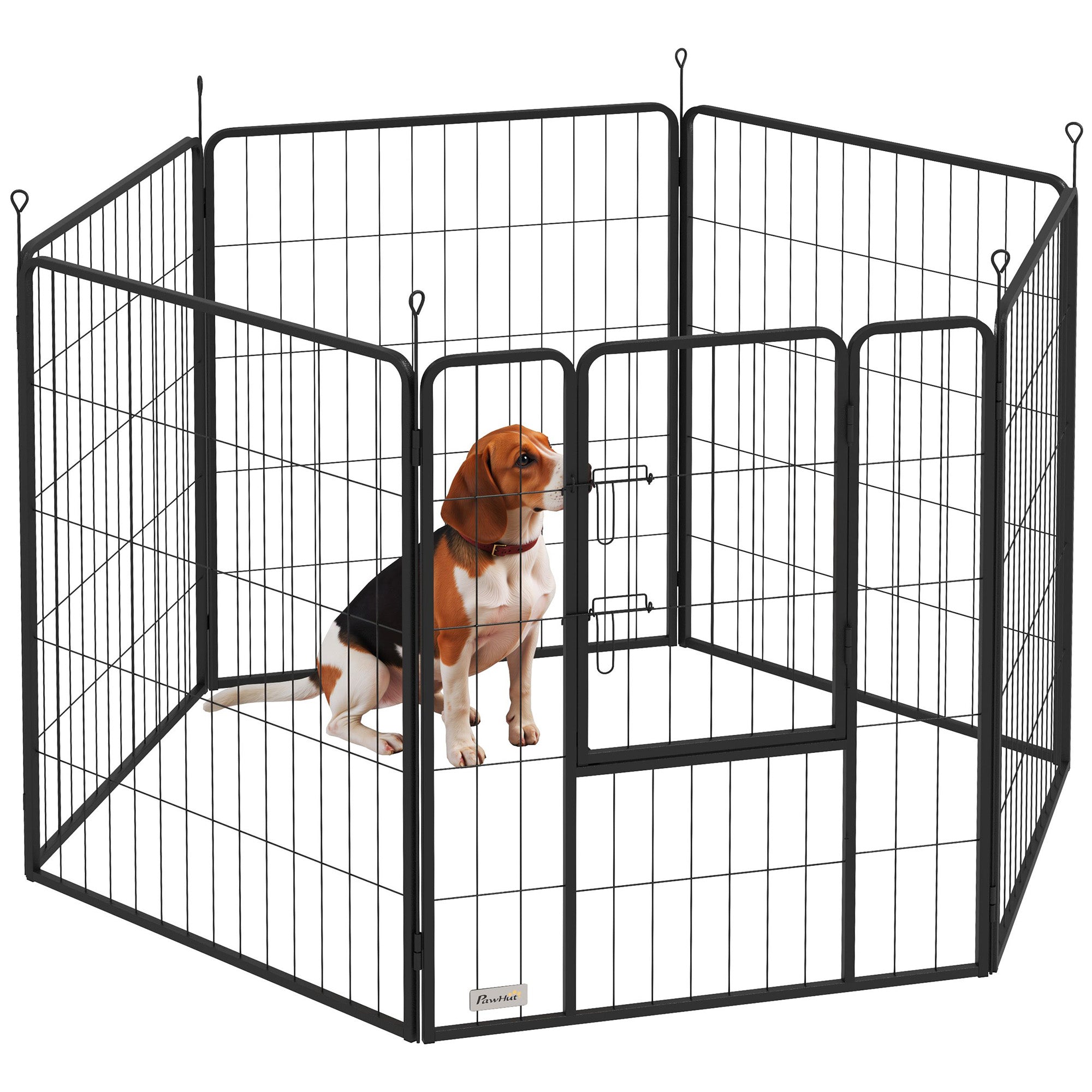 PawHut Dog Playpen, 6 Panels Puppy Pen Dog Playpen, 100cm High Pet Exercise Fence, Portable Detachable Pet Enclosure for Large Dogs, Puppies, Black