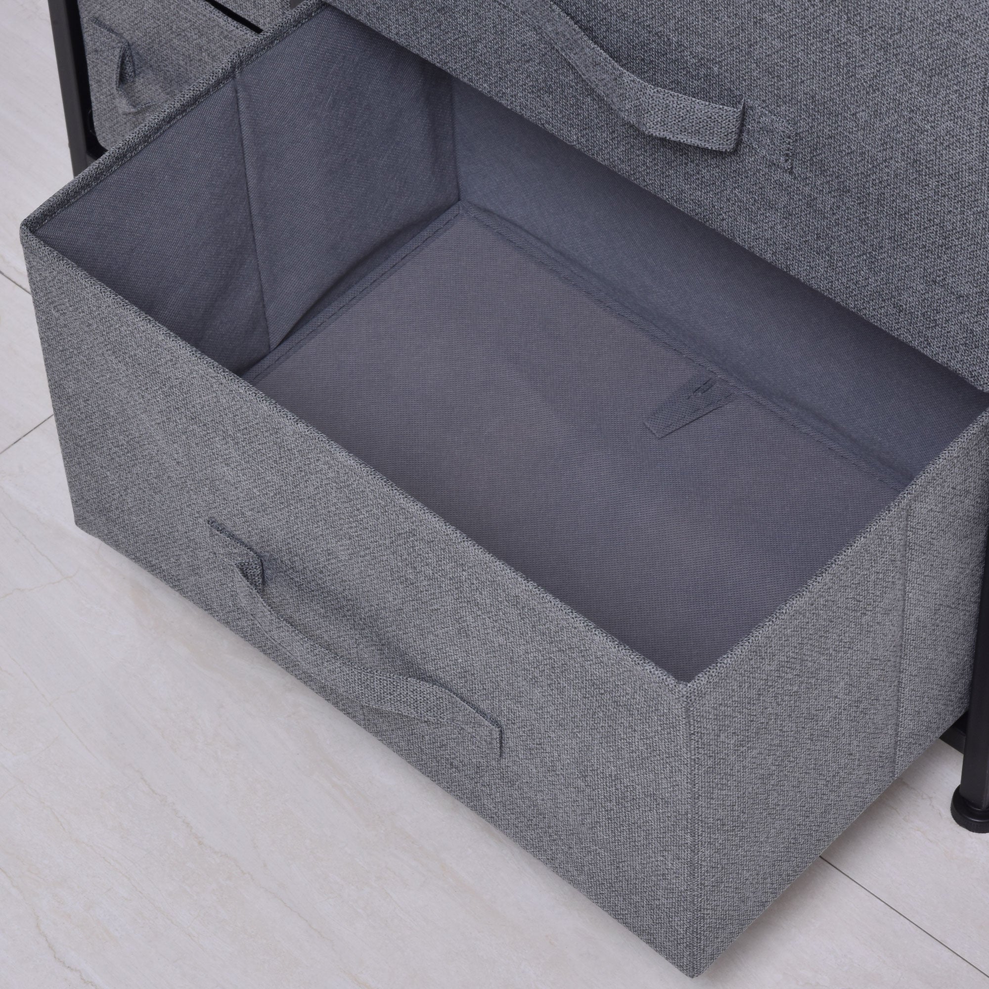 HOMCOM Dresser for Bedroom with 7 Drawers, Chest of Drawers with Metal Frame,  Fabric Dresser for Living Room, Entryway, Hallway, Dark Grey