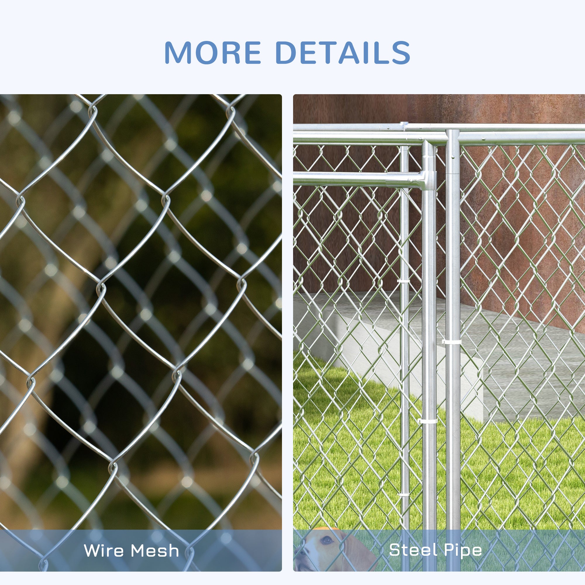 PawHut 9.2' x 8' x 5.6' Dog Kennel Outside, Heavy Duty Chain Link Dog Run Playpen Fence with Lockable Door, for Medium and Large-Sized Puppy, Silver