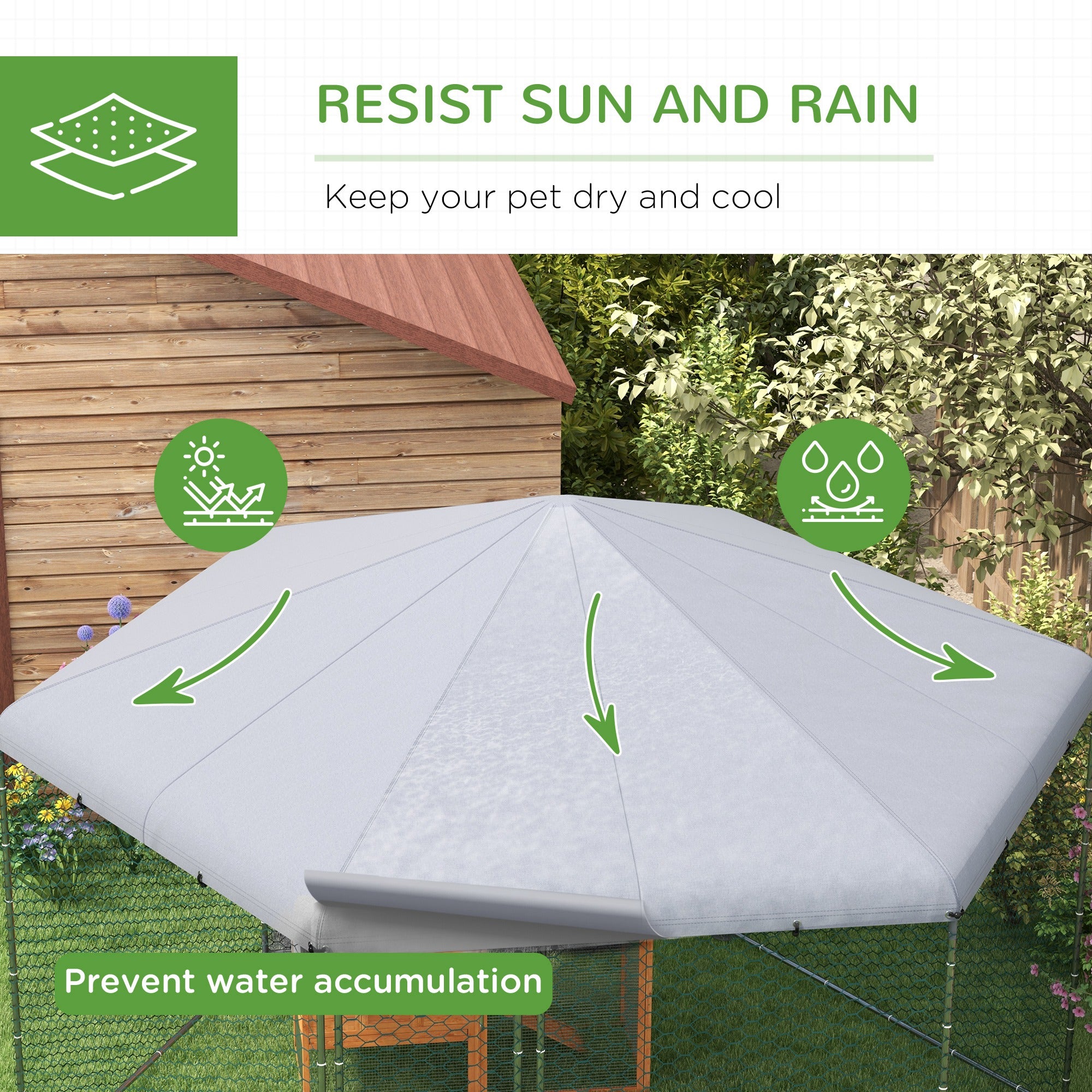 PawHut 13.1' x 11.4' Chicken Coop, Large Chicken Run with Cover for Outdoor Backyard, Metal Poultry Cage for 10-15 Chickens, Rabbits, Ducks, Silver