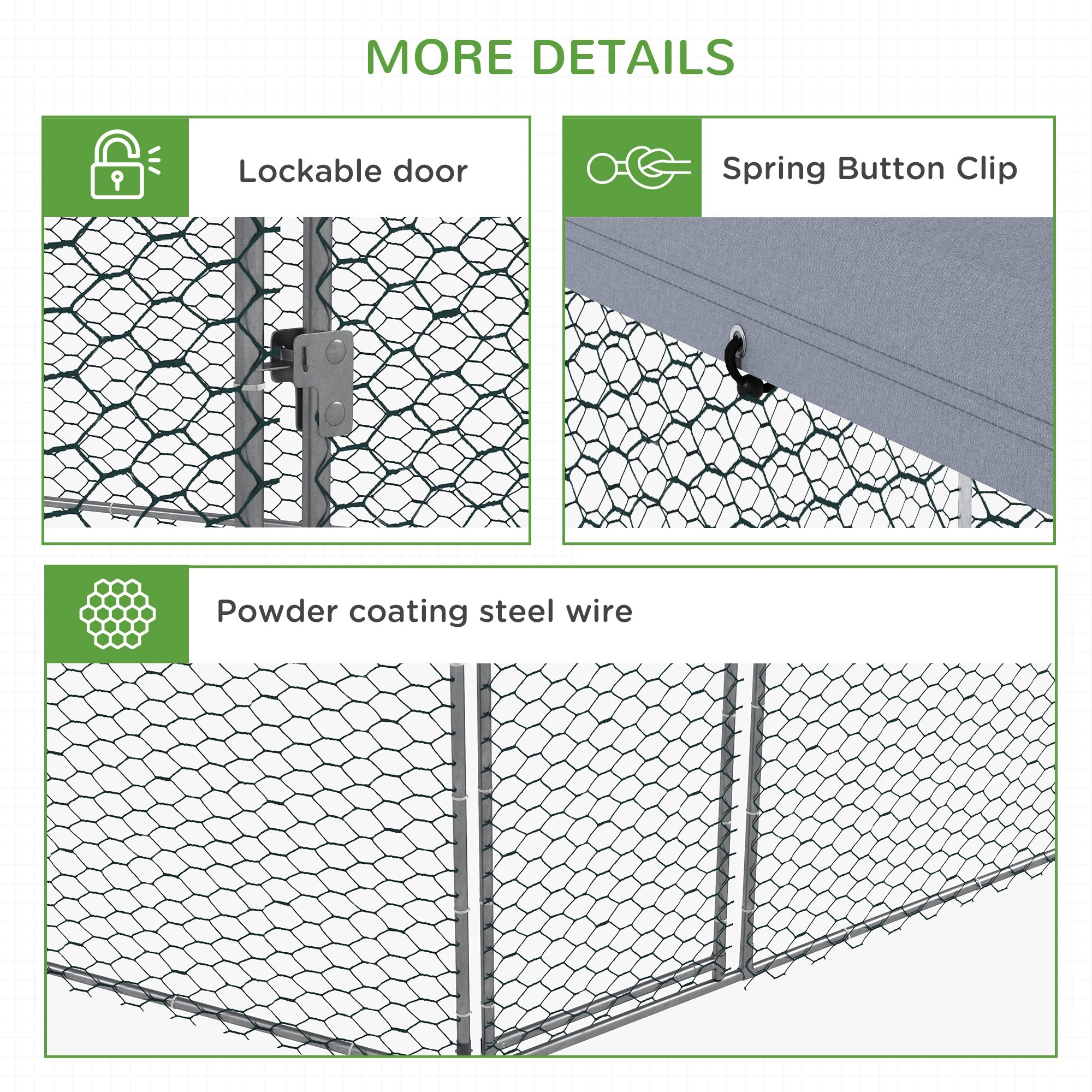 PawHut Walk in Chicken Run Chicken Coop Galvanised Outdoor Poultry Cage w/ Cover, for 10-15 Chickens, Hens, Rabbits, Ducks, 4 x 3.5 x 2.6m - Silver Tone