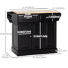 HOMCOM Kitchen Island on Wheels, Rolling Kitchen Cart with Rubber Wood Top, Towel Rack, Spice Rack, Storage Drawer and Cabinet, Black