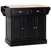 HOMCOM Kitchen Island on Wheels, Rolling Kitchen Cart with Rubber Wood Top, Towel Rack, Spice Rack, Storage Drawer and Cabinet, Black