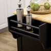 HOMCOM Kitchen Island on Wheels, Rolling Kitchen Cart with Rubber Wood Top, Towel Rack, Spice Rack, Storage Drawer and Cabinet, Black