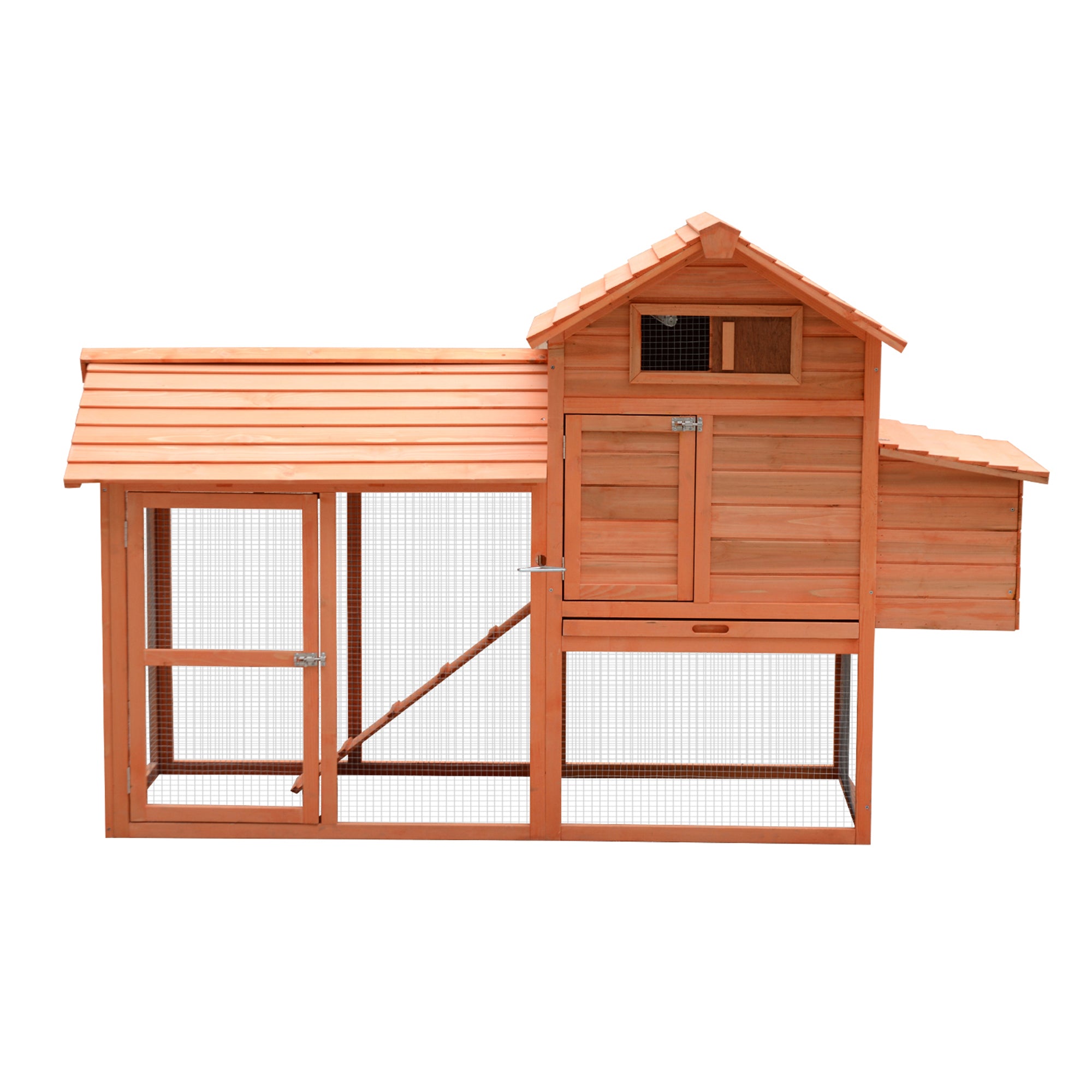 PawHut 82" Deluxe Chicken Coop Wooden Hen House Rabbit Hutch Poultry Cage Pen Backyard with Run and Nesting Box