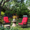 Outsunny Rattan Rocking Chair Set of 2, Outdoor Wicker Patio Rocker Chair Furniture with Thick Cushions, for Garden Backyard Porch, Red