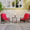 Outsunny Rattan Rocking Chair Set of 2, Outdoor Wicker Patio Rocker Chair Furniture with Thick Cushions, for Garden Backyard Porch, Red