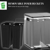 HOMCOM Dual Kitchen Garbage Bin, 2 x 5 Gallon (2 x 20 L) Trash Can with Foot Pedal, Soft-Close Garbage Can with Removable Inner Buckets, Fingerprint-Proof for Kitchen, Silver