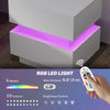HOMCOM Nightstand with Charging Station and LED Light, Bedside Table with USB Ports and AC Outlets, Side Table with Storage and Remote for Bedroom, White
