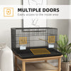 PawHut Birdcage for Canaries, Lovebirds Finches, Budgie Cage with Removable Tray, Bottom Mesh Panel, Wooden Perches, Swing, Ramp, Food Containers, 30" L x 18" W x 18" H