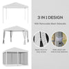Outsunny 10' x 10' Pop Up Canopy Tent Gazebo with Removable Mesh Sidewall Netting, Carry Bag for Backyard Patio Outdoor, Cream