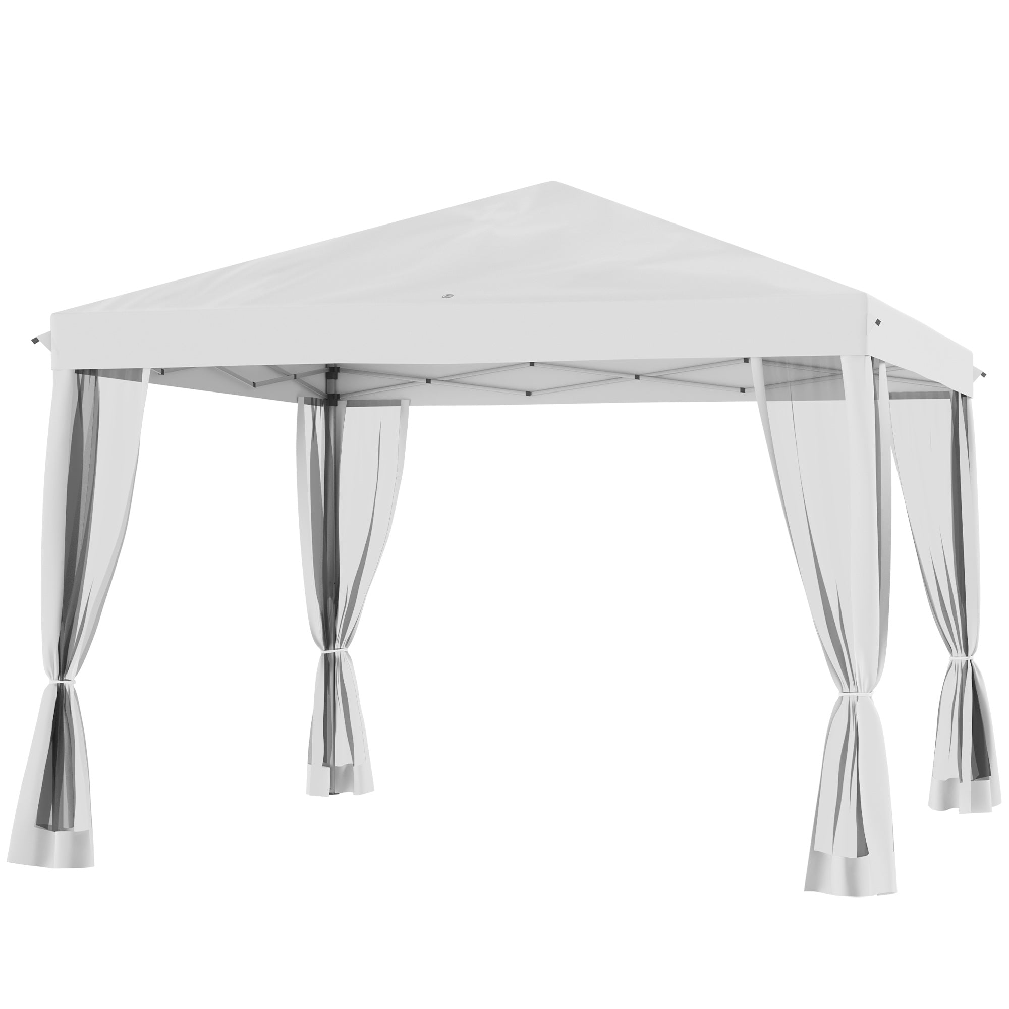 Outsunny 10' x 10' Pop Up Canopy Tent Gazebo with Removable Mesh Sidewall Netting, Carry Bag for Backyard Patio Outdoor, Cream