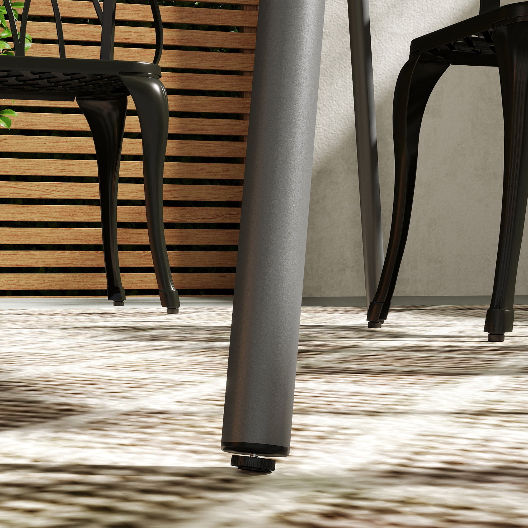 Outsunny Patio Dining Table for 6, Outdoor Metal Steel Slat Table, Rectangle Outdoor Dining Table for Lawn, Garden, Porch, Backyard, 59" x 31.5" x 29", Grey