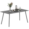 Outsunny Patio Dining Table for 6, Outdoor Metal Steel Slat Table, Rectangle Outdoor Dining Table for Lawn, Garden, Porch, Backyard, 59" x 31.5" x 29", Grey