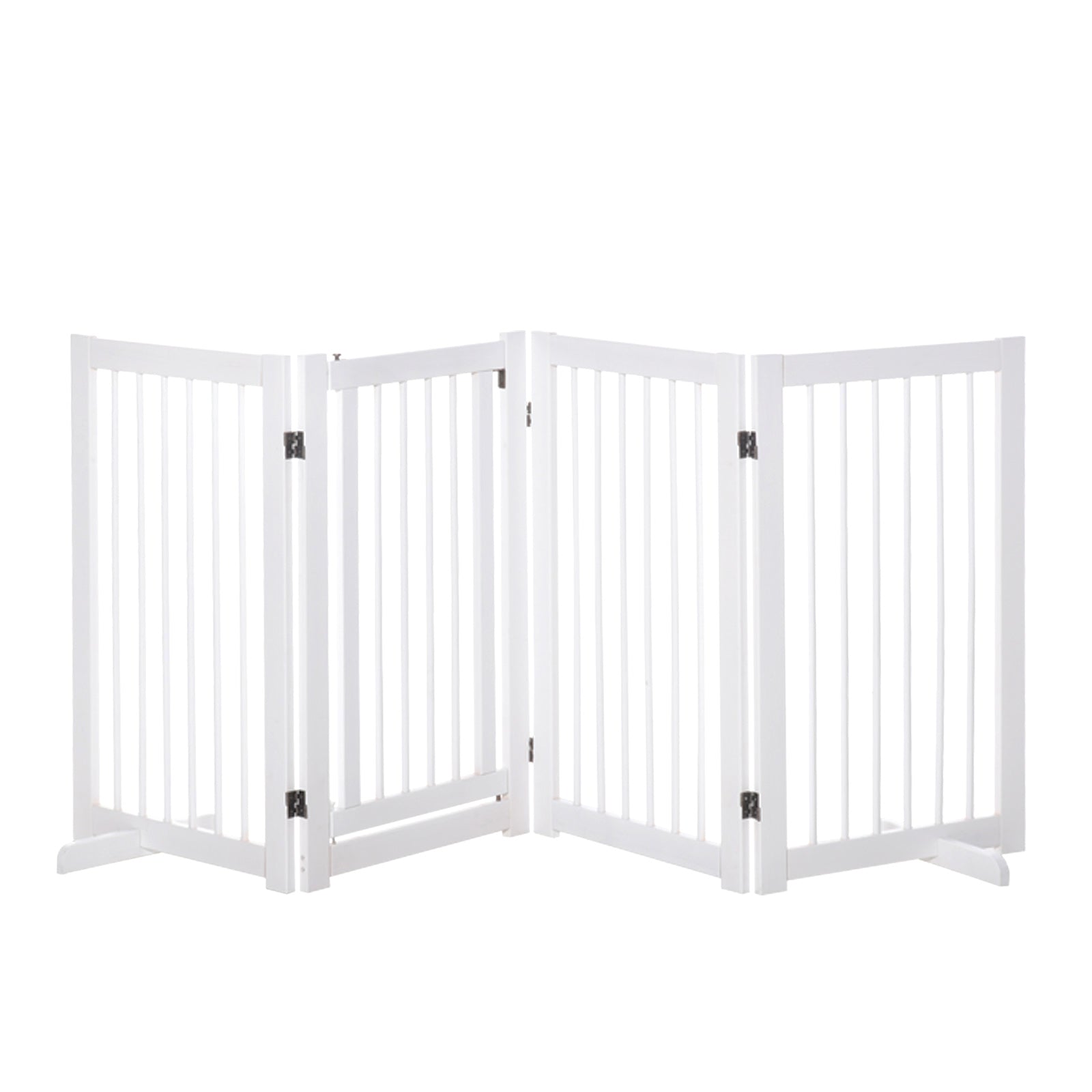 PawHut Free Standing Pet Gate, 4 Panel 36"Tall Foldable Dog Gate with 2 Support Feet for Medium and Large Dogs, for Stairway, Doorway, Hallway, White