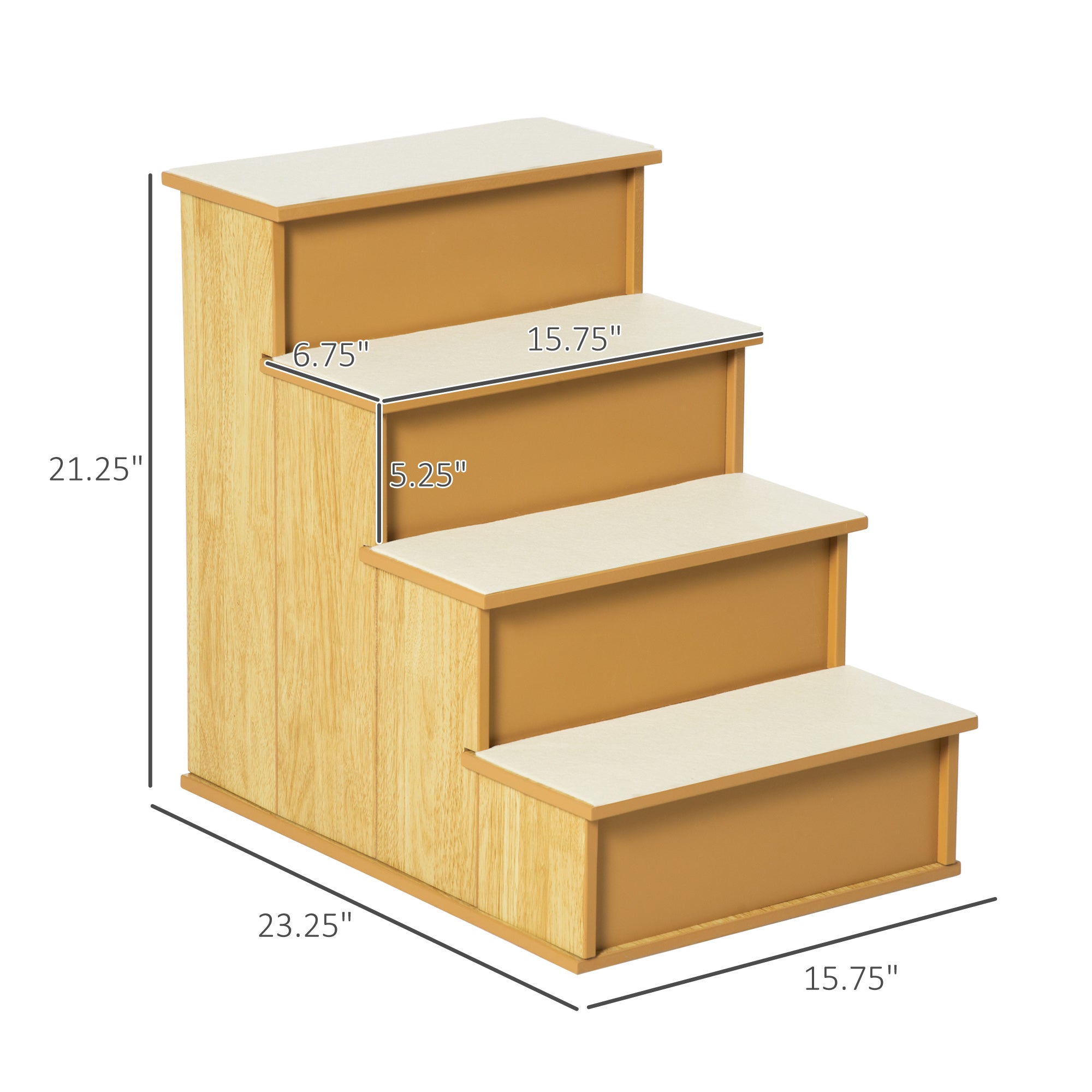 PawHut Pet Stairs, Small Pet Steps with Cushioned Removable Covering for Dogs and Cats Up To 22 lbs. , Natural