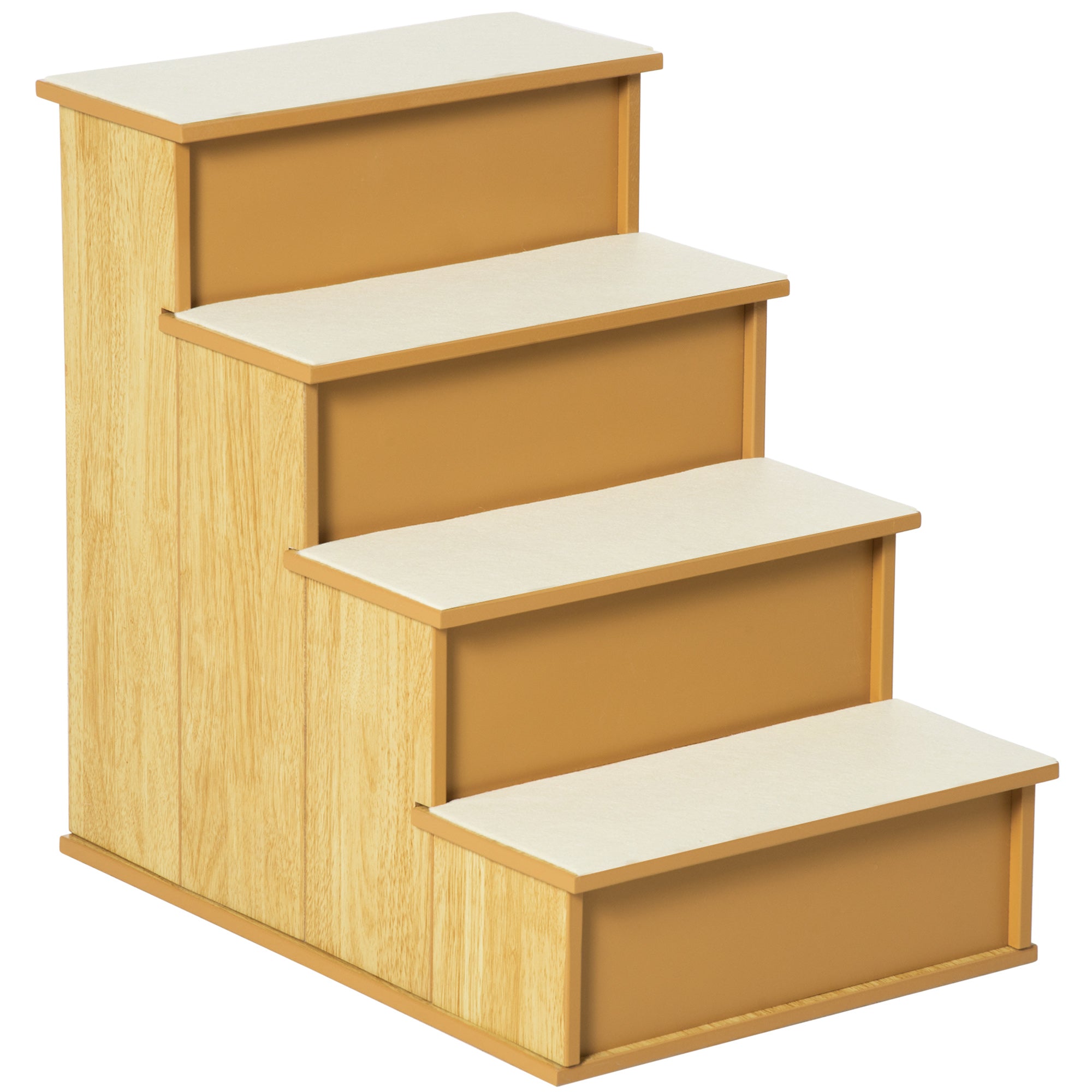 PawHut Pet Stairs, Small Pet Steps with Cushioned Removable Covering for Dogs and Cats Up To 22 lbs. , Natural