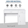 HOMCOM Computer Desk with Storage Drawers, Study Writing Table with Cabinet Adjustable Shelf for Home Office Workstation Bedroom, White
