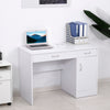 HOMCOM Computer Desk with Storage Drawers, Study Writing Table with Cabinet Adjustable Shelf for Home Office Workstation Bedroom, White