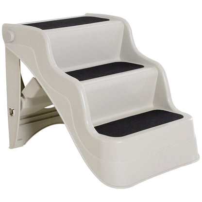 PawHut Pet Stairs Dogs and Cats Folding Ladder Puppy Portable 3 Steps Home Travel Using Cream