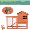 PawHut 48" Weatherproof Wooden Rabbit Hutch With Slant Roof And Screened Outdoor Run, Red