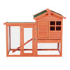 PawHut 48" Weatherproof Wooden Rabbit Hutch With Slant Roof And Screened Outdoor Run, Red
