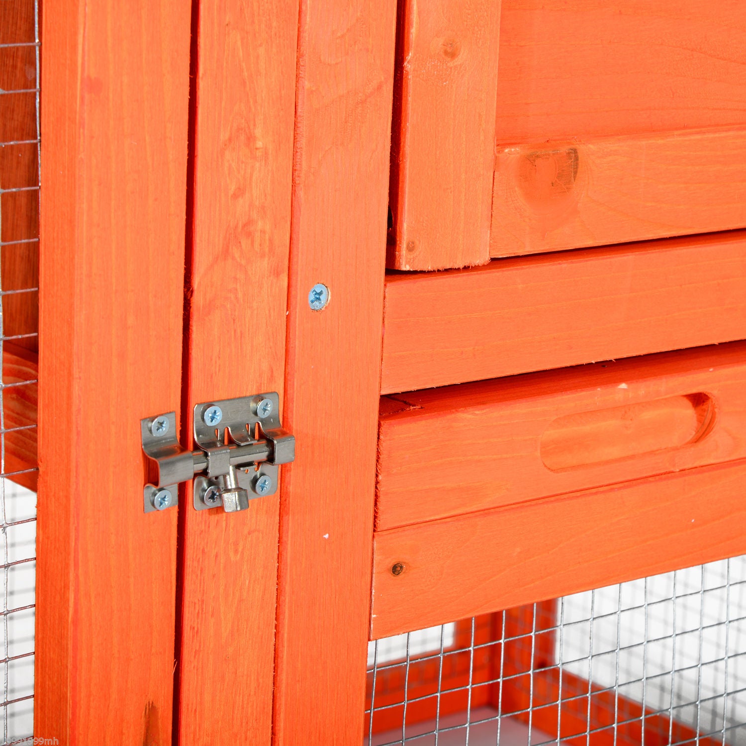 PawHut 48" Weatherproof Wooden Rabbit Hutch With Slant Roof And Screened Outdoor Run, Red