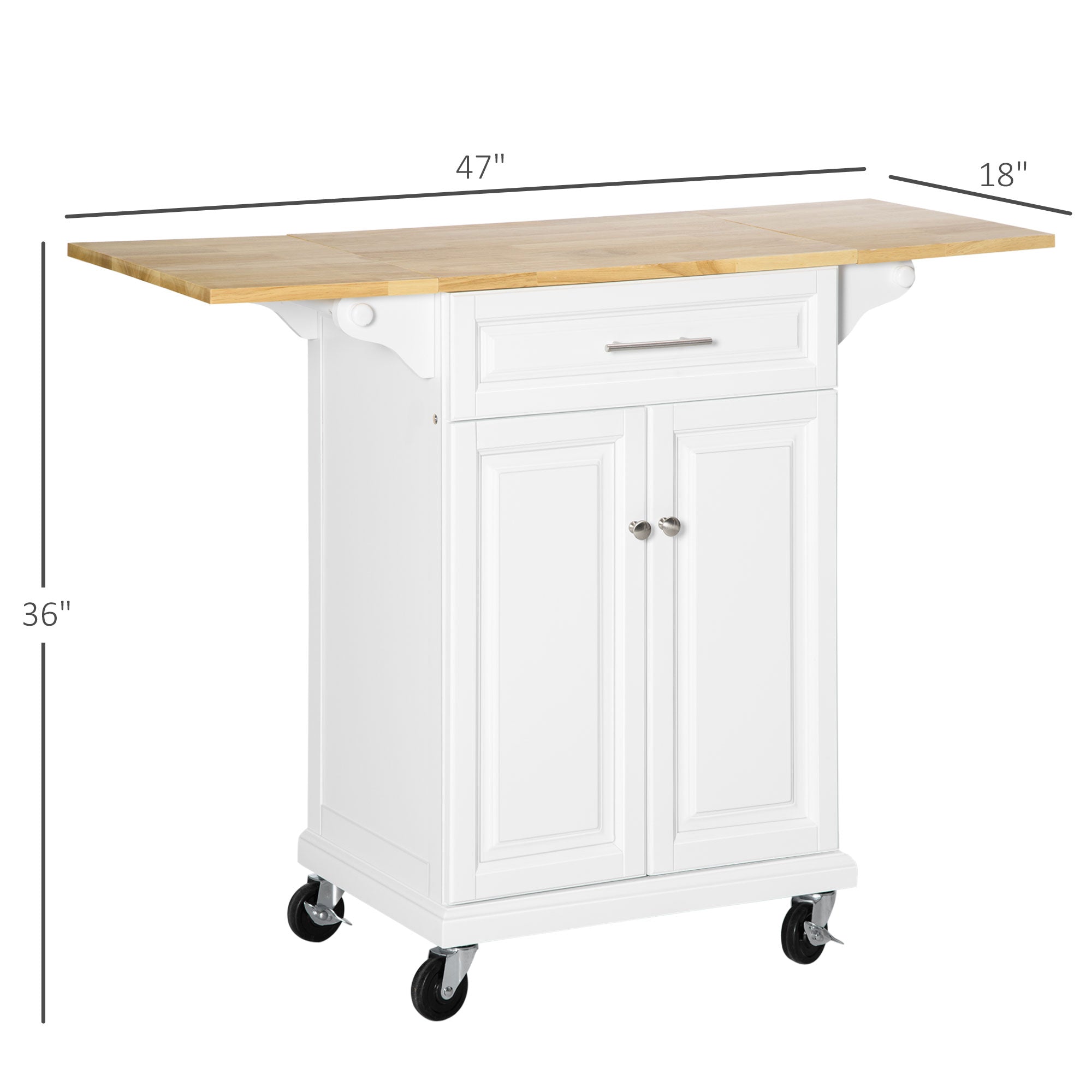 HOMCOM Extendable Kitchen Island Cart on Wheels with Counter Drawer Cabinet, Towel Racks Versatile Use for Dining Kitchens Rooms