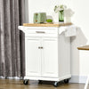 HOMCOM Extendable Kitchen Island Cart on Wheels with Counter Drawer Cabinet, Towel Racks Versatile Use for Dining Kitchens Rooms