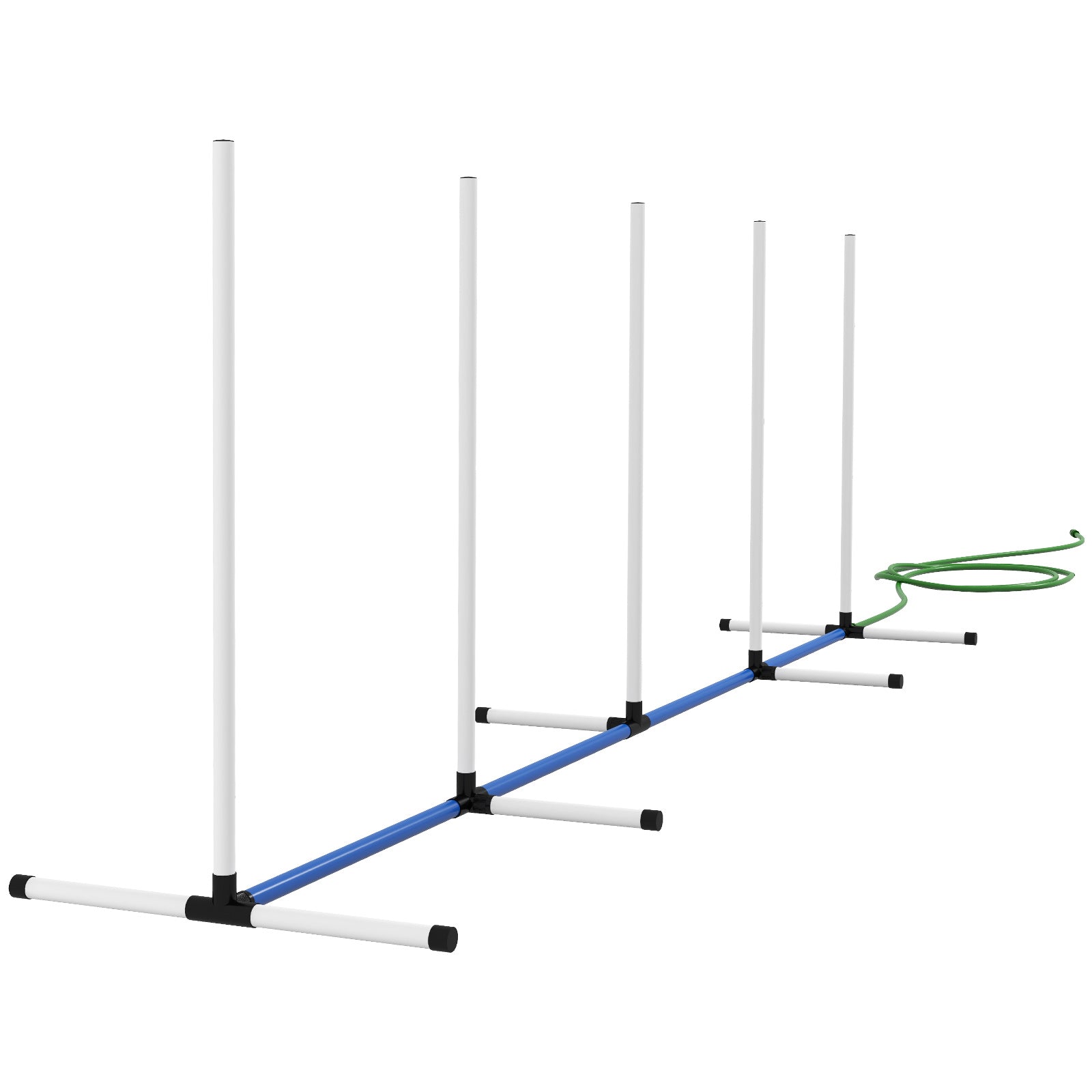 PawHut 2PCs Dog Agility Equipment Set, Dog Agility Kit with Weave Poles, Spray Water Tube, Whistle, Carry Bag, for Outdoor, Backyard, Garden, White