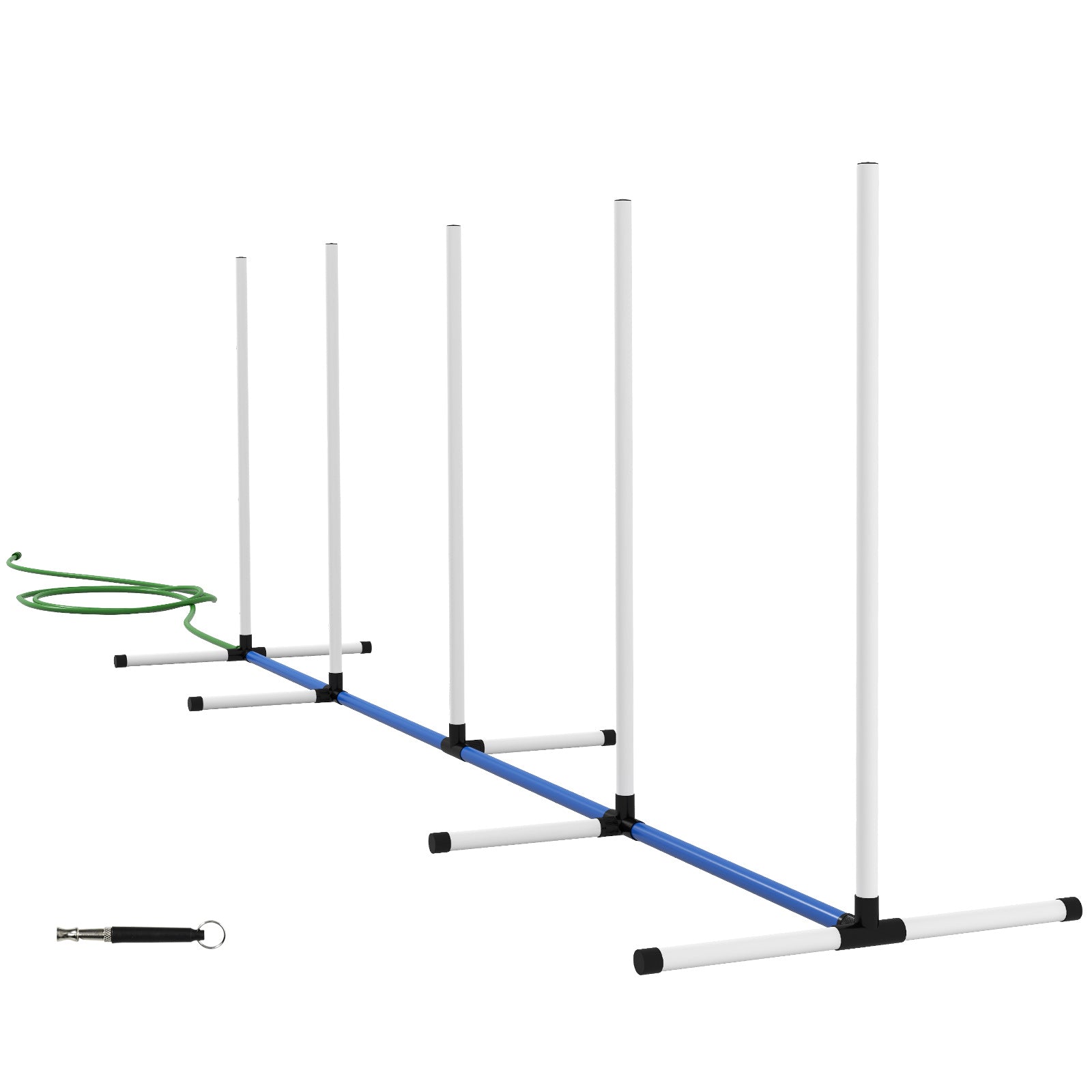 PawHut 2PCs Dog Agility Equipment Set, Dog Agility Kit with Weave Poles, Spray Water Tube, Whistle, Carry Bag, for Outdoor, Backyard, Garden, White