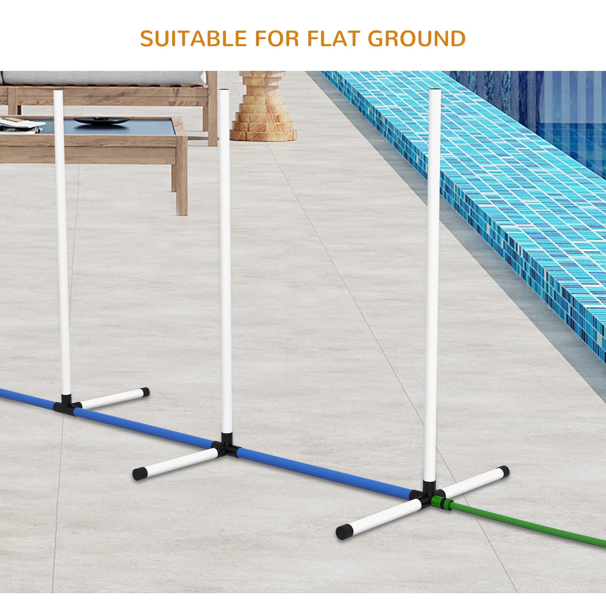 PawHut 2PCs Dog Agility Equipment Set, Dog Agility Kit with Weave Poles, Spray Water Tube, Whistle, Carry Bag, for Outdoor, Backyard, Garden, White
