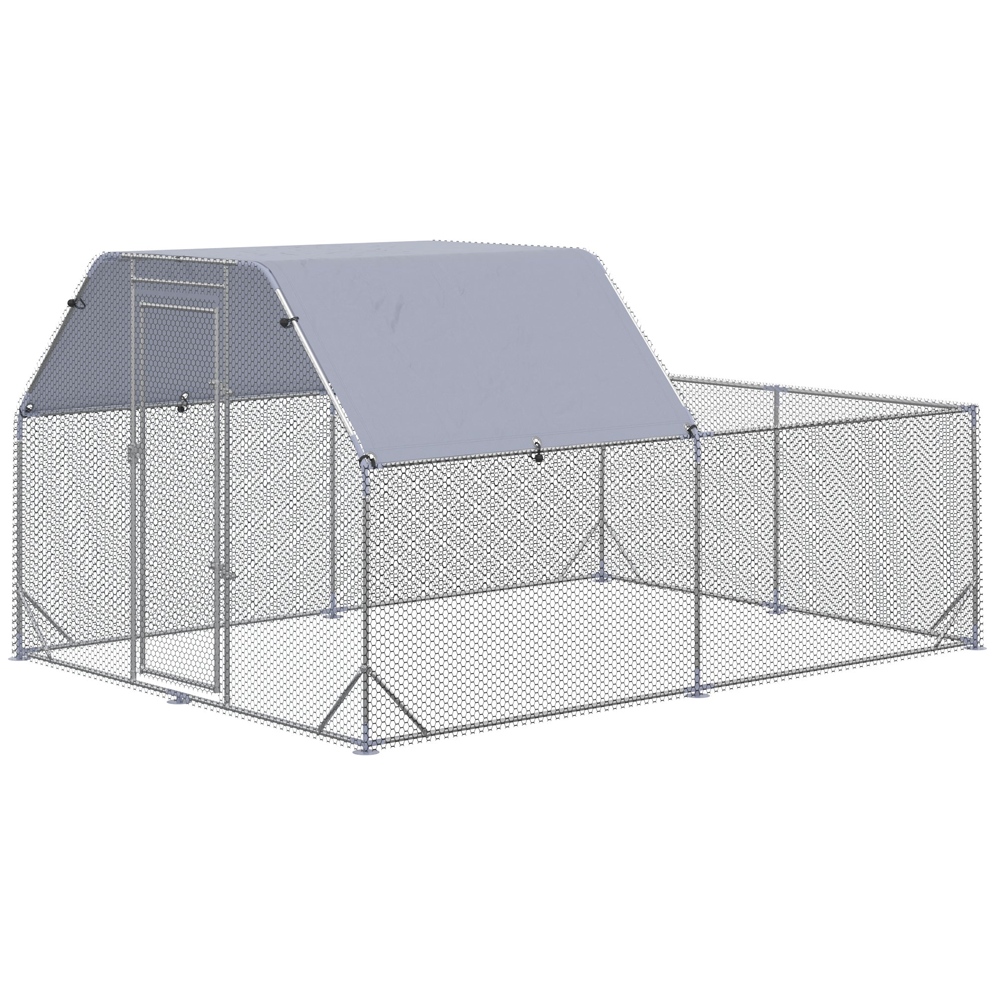 PawHut Walk In Chicken Run Chicken Coop with Roof Outdoor for 10-12 Chickens, Hen House, Duck Pen, 2.8 x 3.8 x 2 m