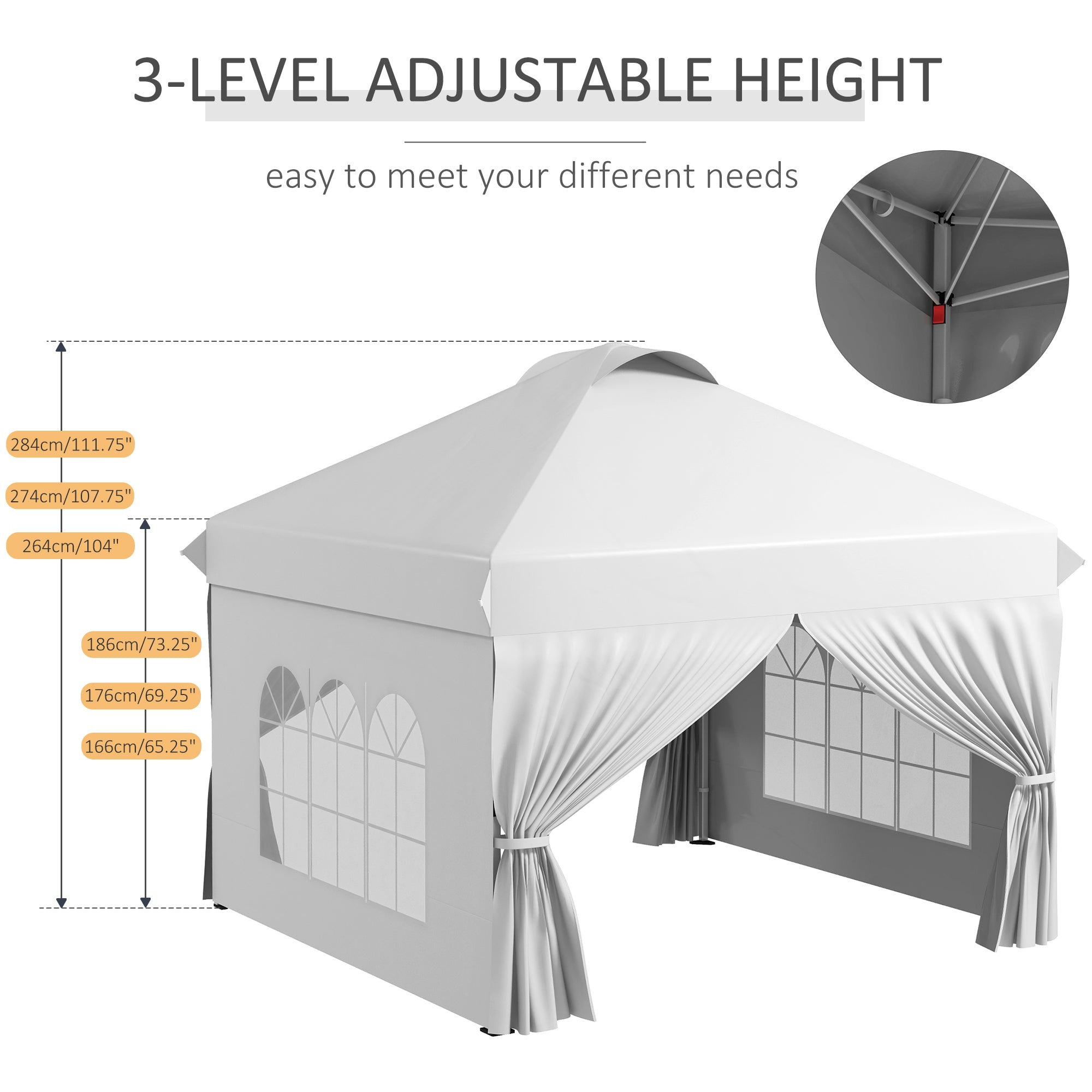 Outsunny 10' x 10' Pop Up Canopy Tent, Instant Sun Shelter, Tents for Parties, with Wheeled Carry Bag, for Outdoor, Garden, Patio, White