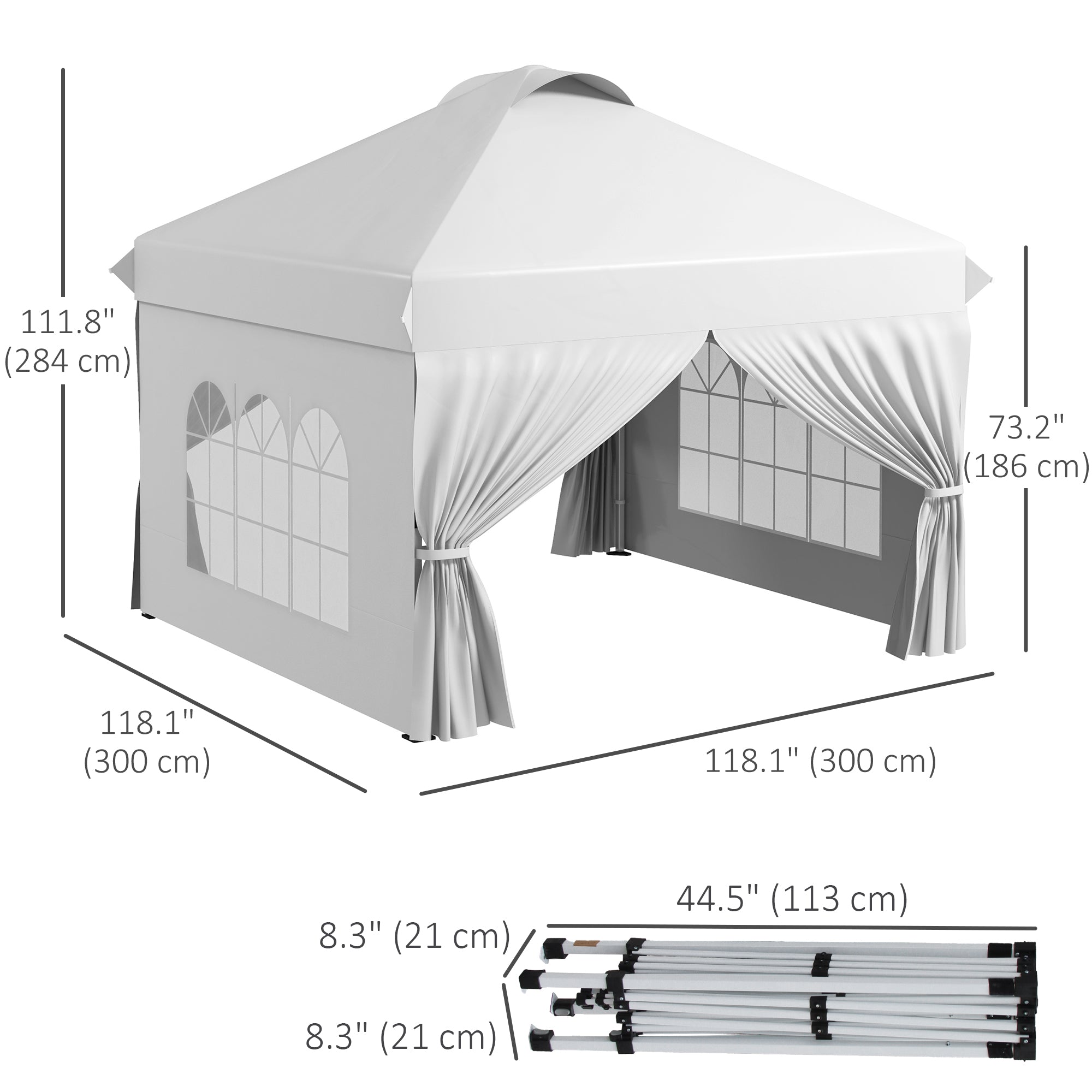 Outsunny 10' x 10' Pop Up Canopy Tent, Instant Sun Shelter, Tents for Parties, with Wheeled Carry Bag, for Outdoor, Garden, Patio, White