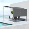 Outsunny 10x8ft Patio Metal Gazebo with Extendable Side Awning, Outdoor Shelter Garden Sun Shade Canopy Deck Door Window Awning, Dark Grey