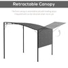 Outsunny 10x8ft Patio Metal Gazebo with Extendable Side Awning, Outdoor Shelter Garden Sun Shade Canopy Deck Door Window Awning, Dark Grey