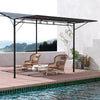 Outsunny 10x8ft Patio Metal Gazebo with Extendable Side Awning, Outdoor Shelter Garden Sun Shade Canopy Deck Door Window Awning, Dark Grey