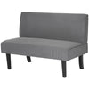 HOMCOM 46.5" Loveseat with USB/USB-C Ports, Modern Love Seat with Rubber Wood Legs, Corduroy 2 Seater Sofa Couch for Living Room, Bedroom, Home Office, Small Space, Grey