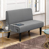 HOMCOM 46.5" Loveseat with USB/USB-C Ports, Modern Love Seat with Rubber Wood Legs, Corduroy 2 Seater Sofa Couch for Living Room, Bedroom, Home Office, Small Space, Grey