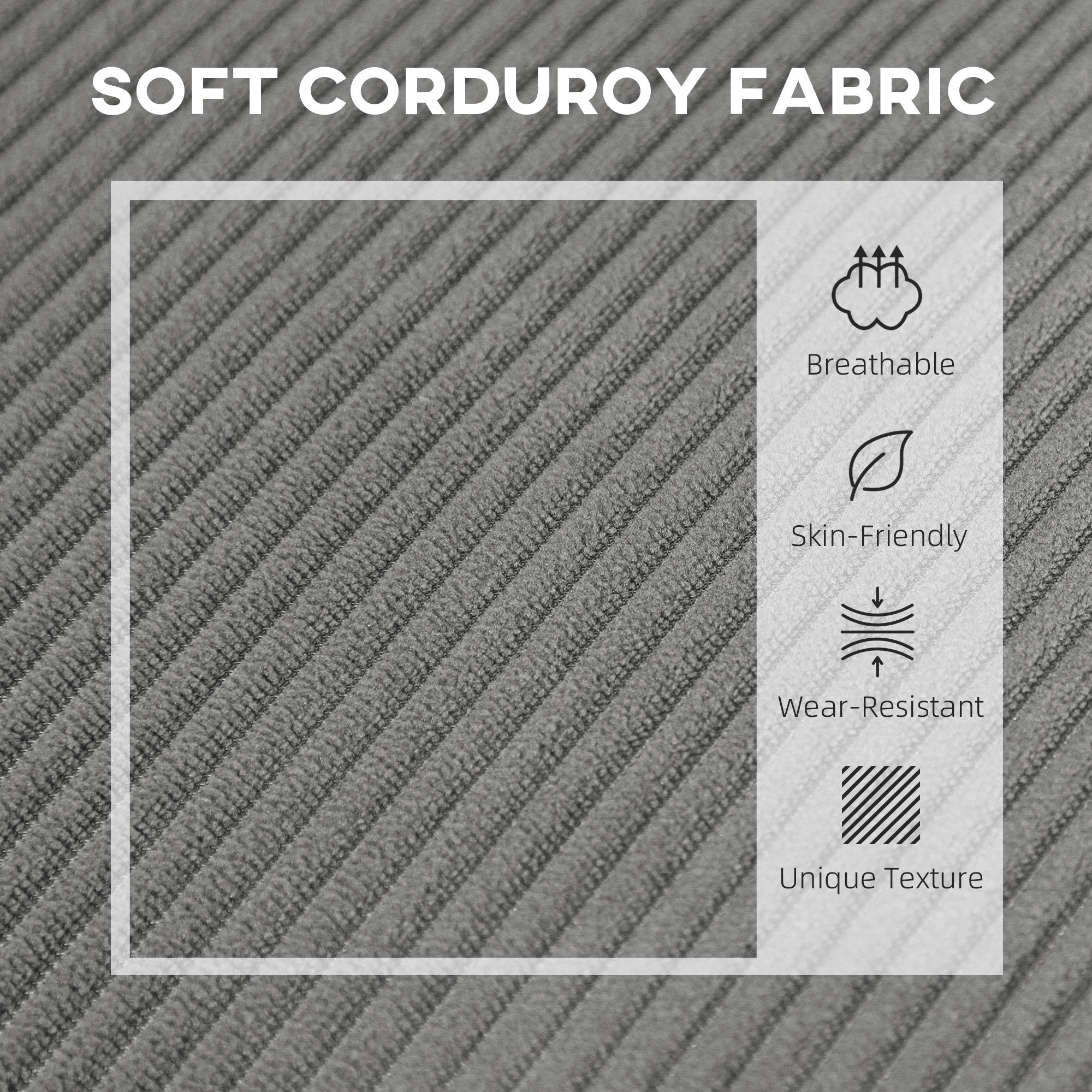 HOMCOM 46.5" Loveseat with USB/USB-C Ports, Modern Love Seat with Rubber Wood Legs, Corduroy 2 Seater Sofa Couch for Living Room, Bedroom, Home Office, Small Space, Grey