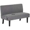 HOMCOM 46.5" Loveseat with USB/USB-C Ports, Modern Love Seat with Rubber Wood Legs, Corduroy 2 Seater Sofa Couch for Living Room, Bedroom, Home Office, Small Space, Grey
