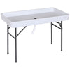 Outsunny 4ft Folding Picnic Table, Fish Cleaning Table, Camping Party Desk with Sink, White