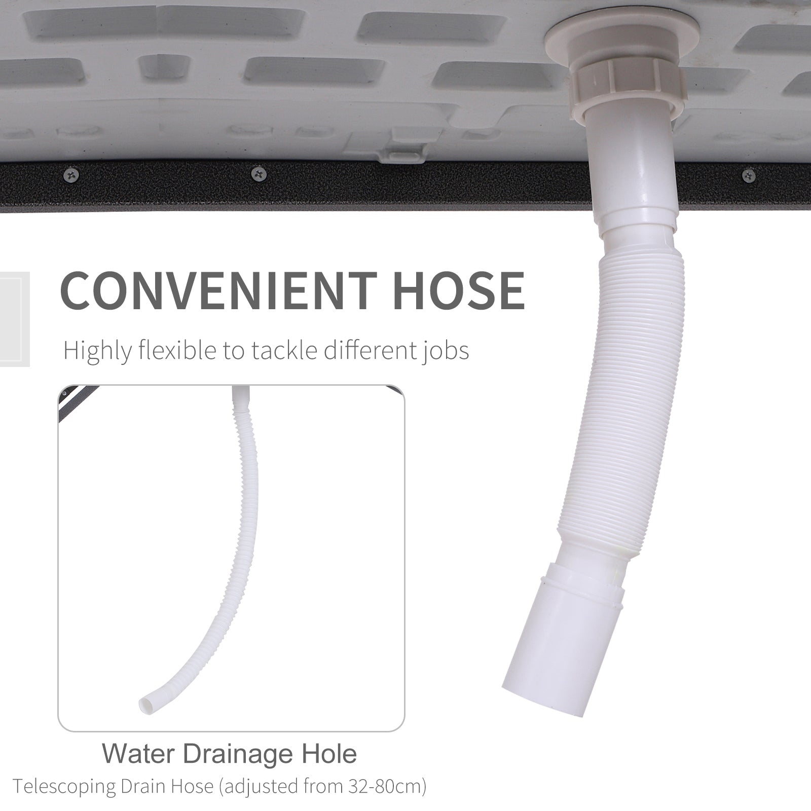 Outsunny 4ft Folding Picnic Table, Fish Cleaning Table, Camping Party Desk with Sink, White