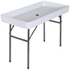 Outsunny 4ft Folding Picnic Table, Fish Cleaning Table, Camping Party Desk with Sink, White