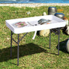 Outsunny 4ft Folding Picnic Table, Fish Cleaning Table, Camping Party Desk with Sink, White