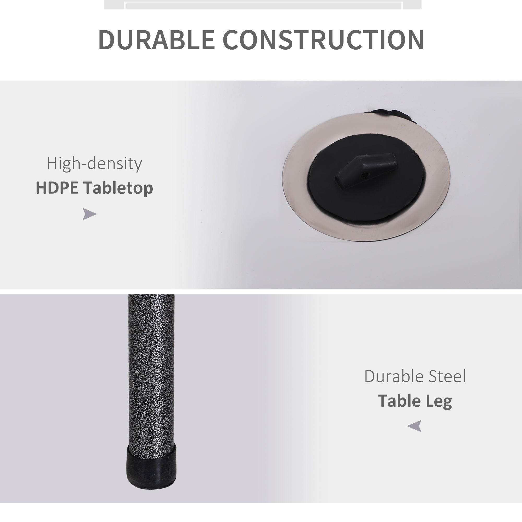 Outsunny 4ft Folding Picnic Table, Fish Cleaning Table, Camping Party Desk with Sink, White